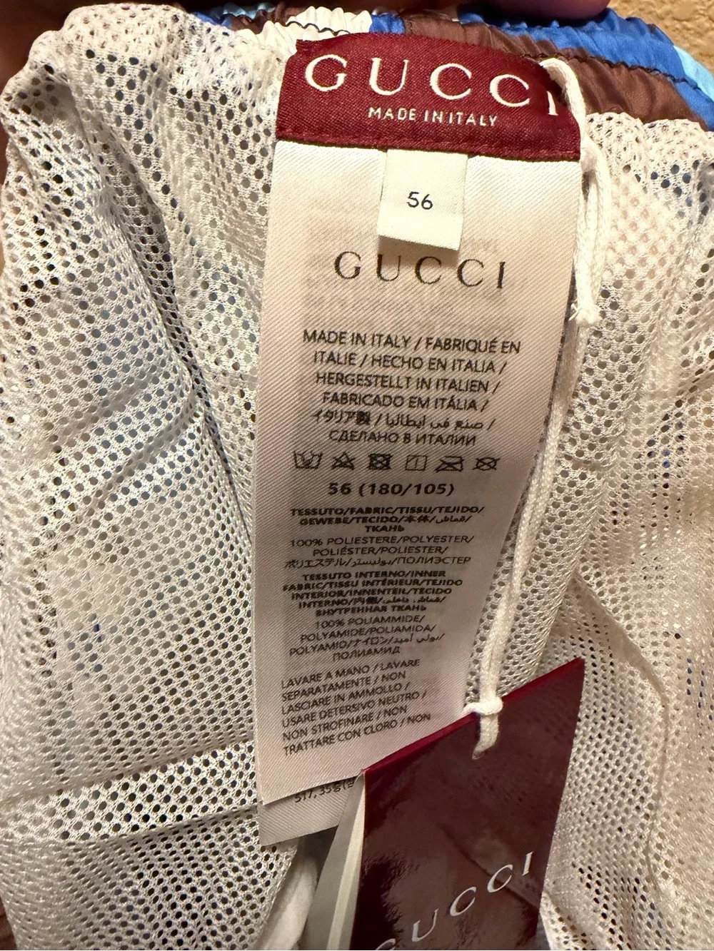 New Gucci Logo Swim Shorts Brown Size 56 / US XL 36 - 42 Waist